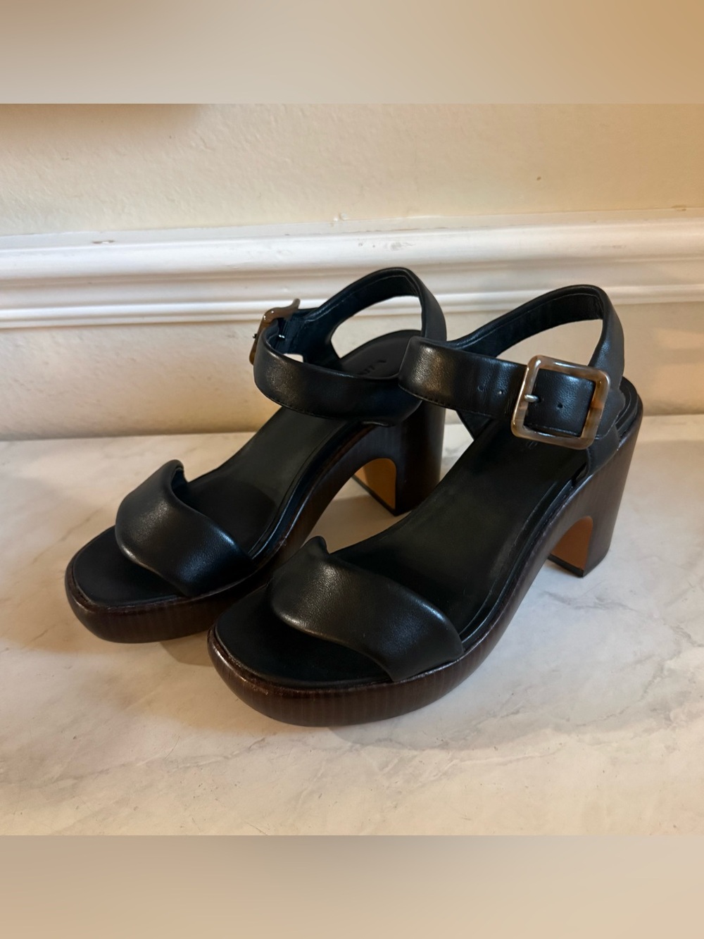 Vince Noelle Leather Platform Block Heel Sandals